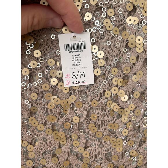 Chico’s Taylor Chianti Gold Sequins Poncho Top Size S/M NWT - Picture 6 of 6